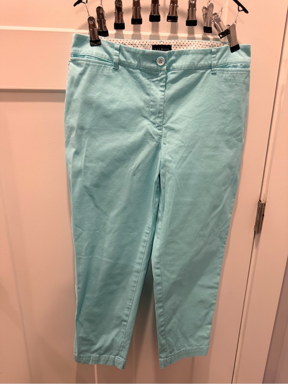 Talbots Perfect Crop Pants Size 6 Fresh Aqua Cotton Stretch Chino